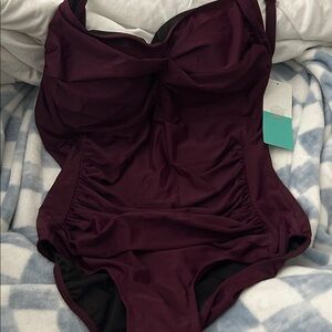 Elegant Burgundy One-Piece Swimsuit